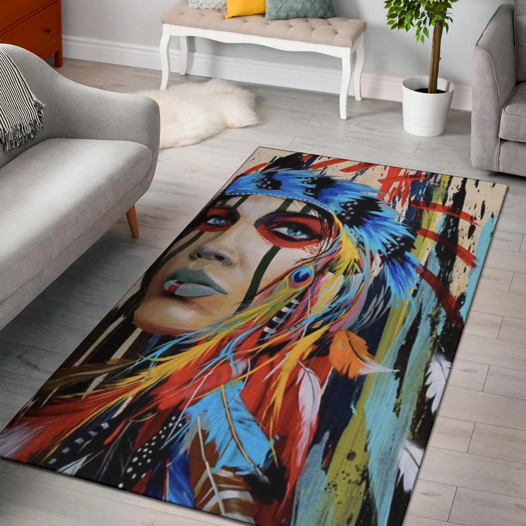 Native Girl Native American Area Rug LT10 - Wonder Print Shop