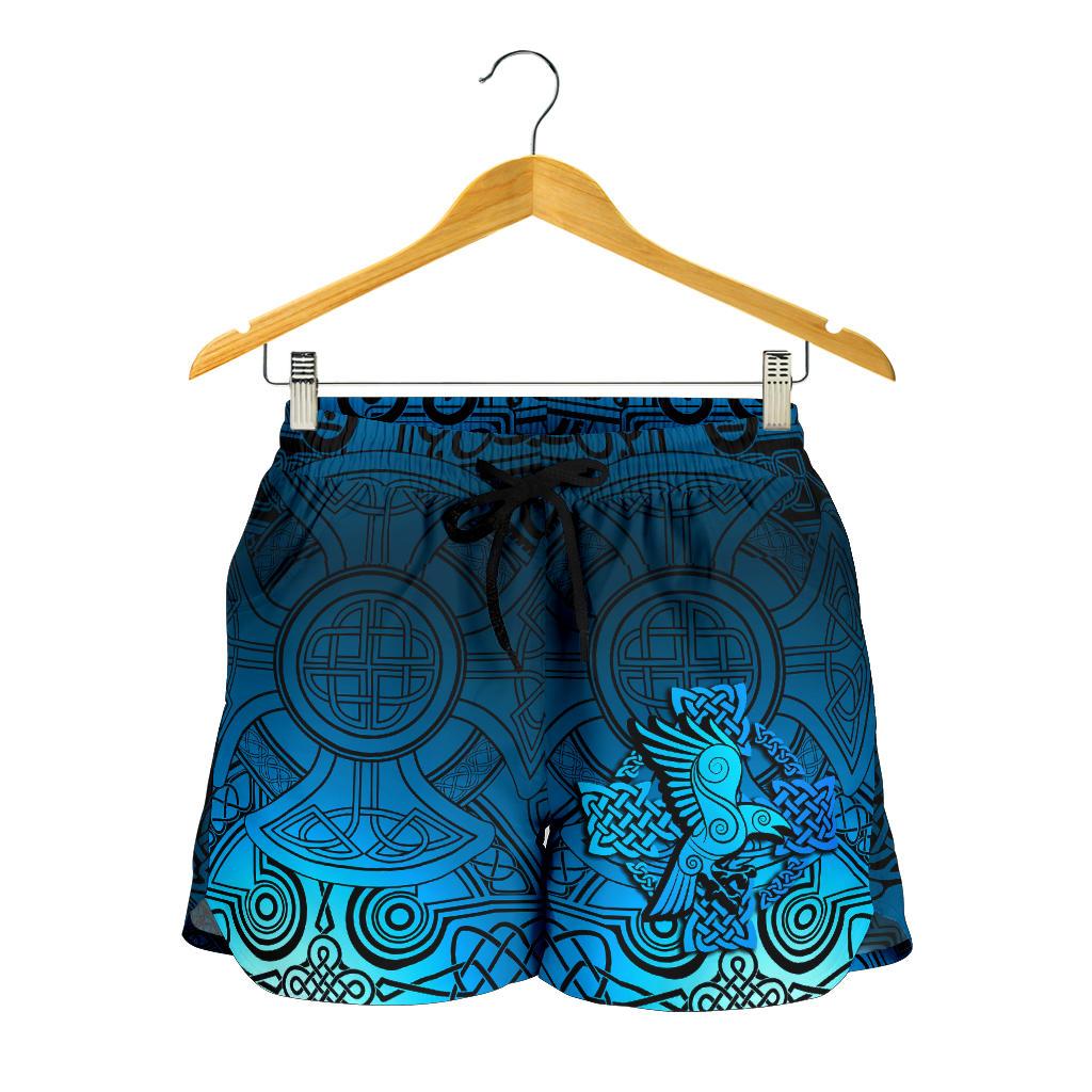 viking-womens-shorts-raven-odin-celtic-cyan