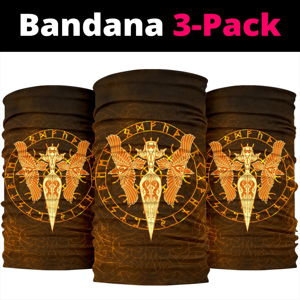 viking-bandana-3-pack-gold-spear-of-the-god-odin-gungnir-and-two-gold-ravens