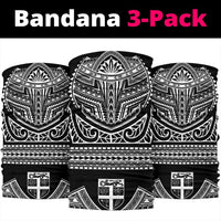 3-pack bandanas: black with white tribal crest pattern