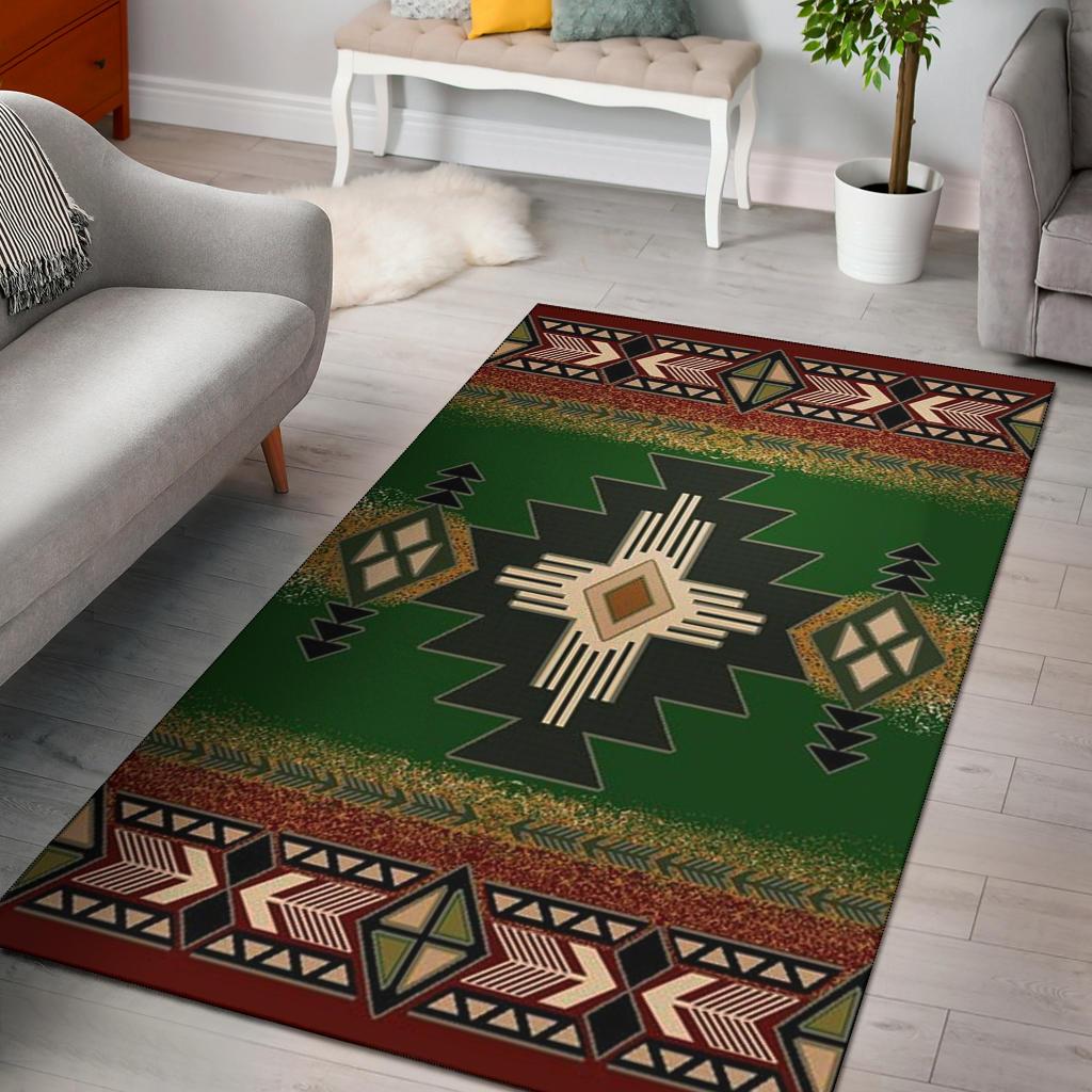 Indigenous Design Green Native American Pride Area Rug LT10 - Wonder Print Shop