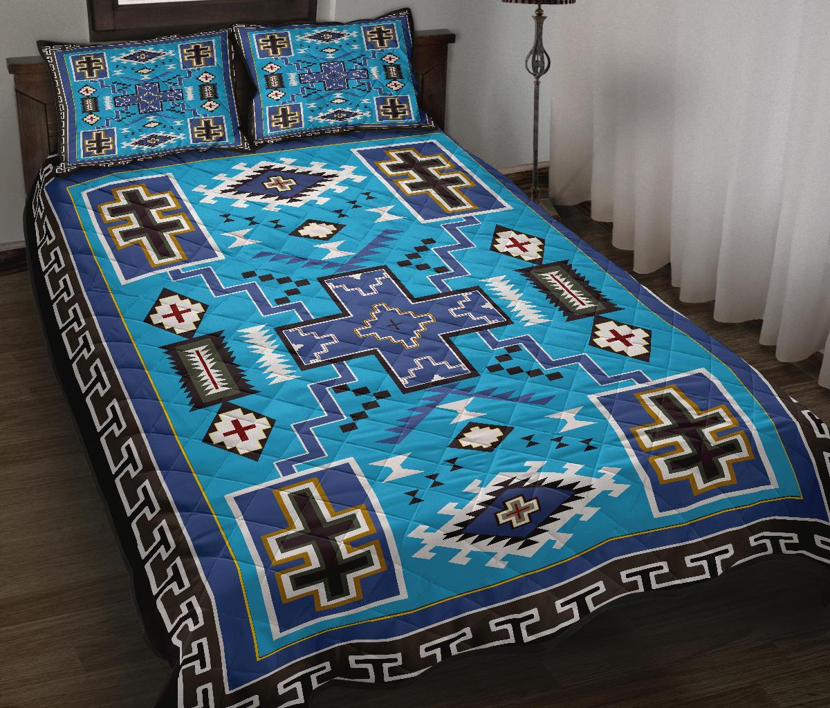 Light Blue Native American Quilt Bed Set LT10 - Wonder Print Shop