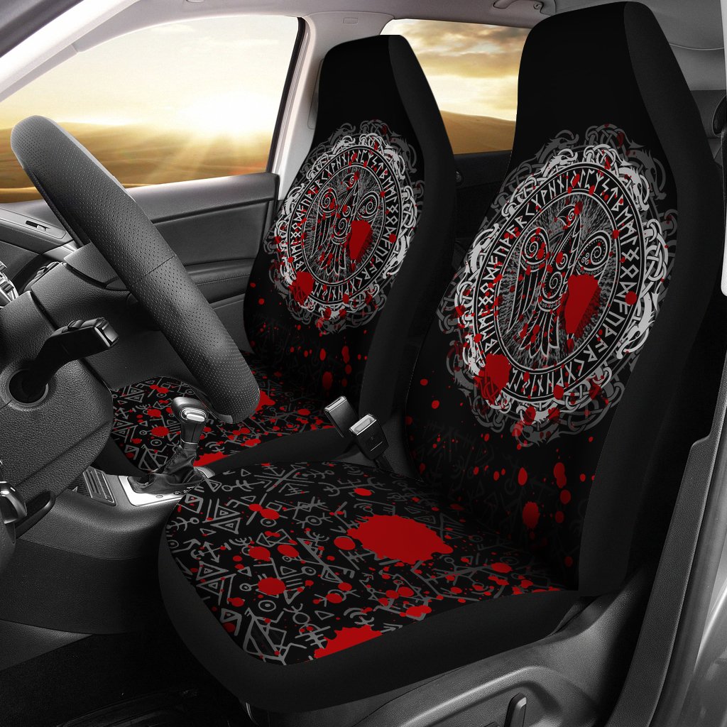 Viking Car Seat Covers Raven Celtic Tattoo Blood RLT12 - Wonder Print Shop