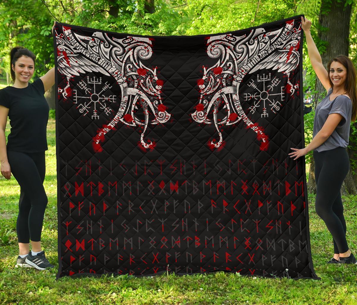 Viking Premium Quilt - Double Dragon Tattoo and Vegvisir Blood RLT12 - Wonder Print Shop