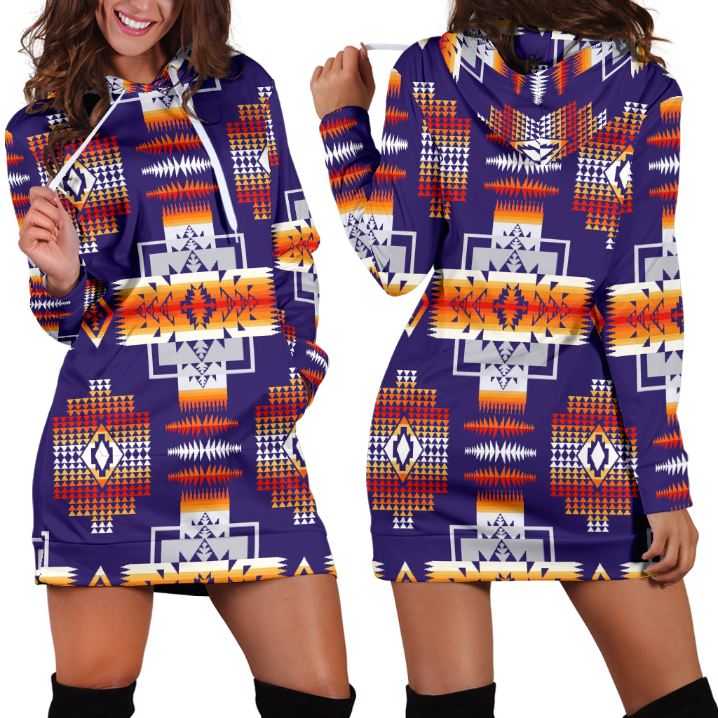 purple-pattern-native-american-hoodie-dress