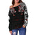 Viking Women's Off Shoulder Sweater - Double Dragon Tattoo and Vegvisir Blood RLT12 - Wonder Print Shop