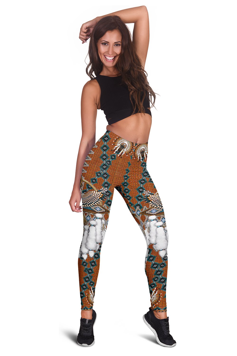 Colorful dreamcatcher-style owl leggings, high-waist, full length