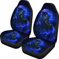 LT10 seat cover set: blue multicolor horse design on two seat backs