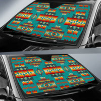 Multicolor Native American geometric pattern auto windshield sun shade