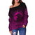 Viking Women's Off Shoulder Sweater, Ethnic Odin Raven Pink RLT12 - Wonder Print Shop