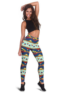 Women's colorful tribal geometric leggings with high-rise waistband, full length