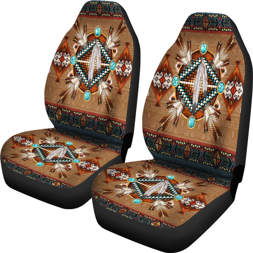 LT10 car seat cover set with ornate mandala design on two seat backs and cushions