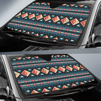Windshield sun shade with multicolor geometric Native American pattern, fits LT10