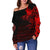 Viking Women's Off Shoulder Sweater - The Raven Of Odin Rune, Red RLT12 - Wonder Print Shop