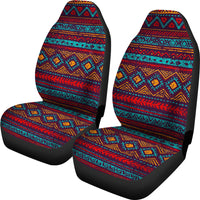 Set of 2 LT10 colorful tribal seat covers, front backs and cushions with black edges