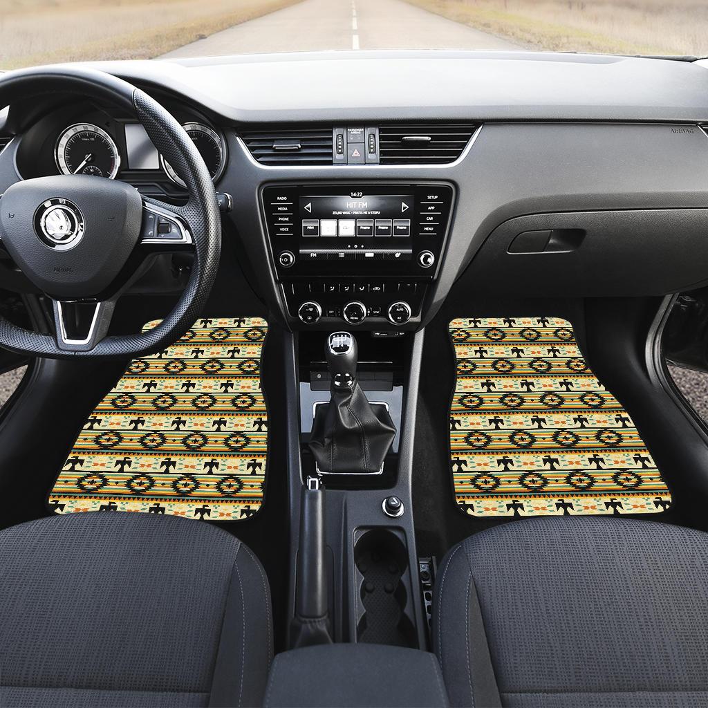 Colorful Native-style front car mat set of 2, geometric thunderbird pattern