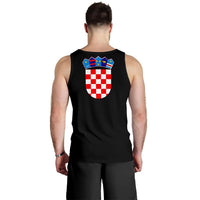 Black Croatia tank top with large crest graphic on the back