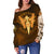 Viking Women's Off Shoulder Sweater Gold Spear Of The God Odin - Gungnir and Two Gold Ravens RLT12 - Wonder Print Shop