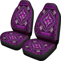 Purple Native American seat covers, two front seats with headrest panels and seat cushions