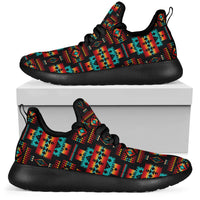 Native pattern mesh knit sneaker, black sole, black collar, side profile