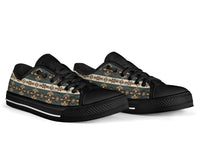 Low-top canvas sneakers with Navajo-style geometric print, black toe and lace-up