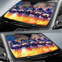 LT10 Auto-Sonnenschutz mit mehrfarbigem Warriors-Motiv auf der Frontscheibe