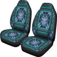 LT10 seat covers (pair): turquoise and blue tribal pattern with central winged design