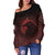 Viking Women's Off Shoulder Sweater, Ethnic Odin Raven Red RLT12 - Wonder Print Shop