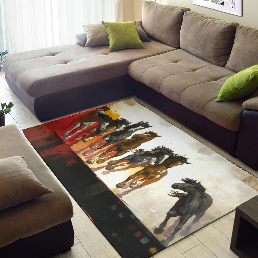 Area Rug LT10, multicolor dinosaur-style animal print in red, yellow, and gray