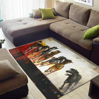 Area Rug LT10, multicolor dinosaur-style animal print in red, yellow, and gray