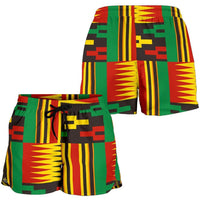 Multicolour Kente women’s shorts with bold panel pattern