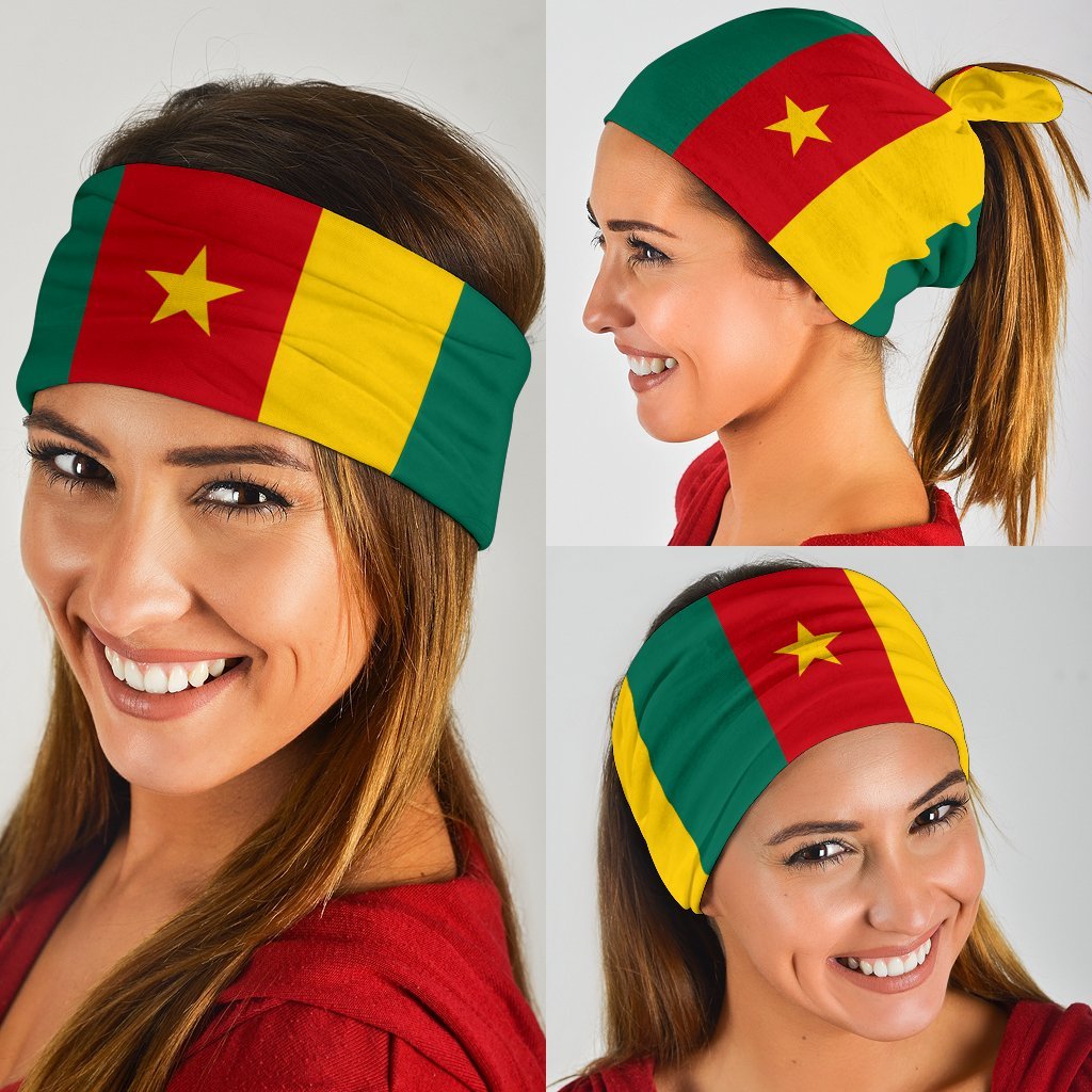 Cameroon Flag bandana headband, red yellow green bands with gold star