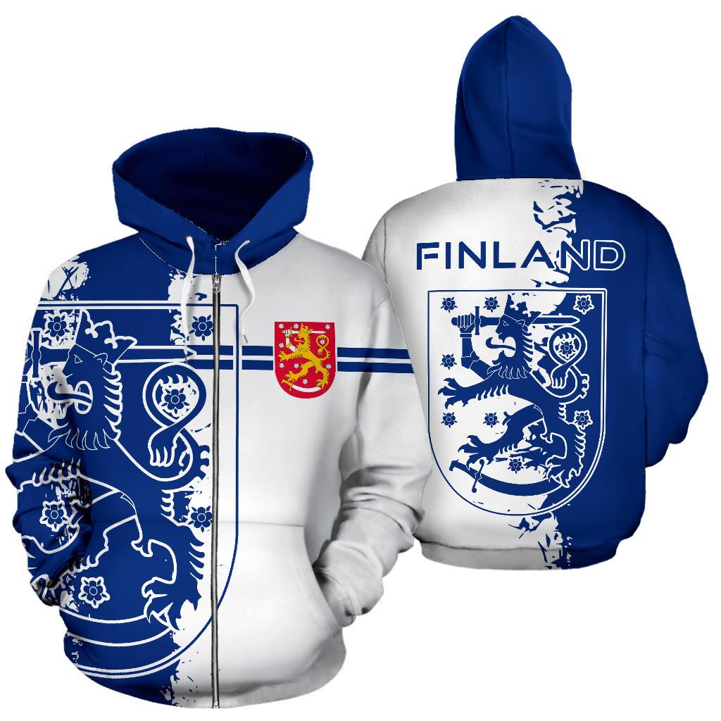 Finland Flag Zip Up Hoodie Mystic Style - Wonder Print Shop