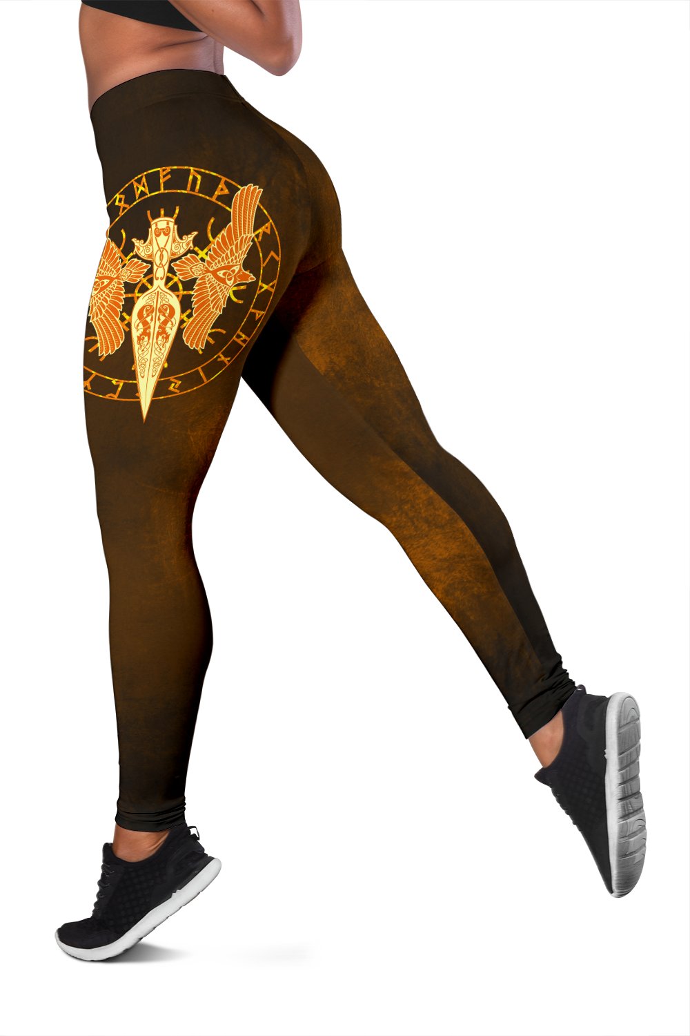 viking-womens-leggings-gold-spear-of-the-god-odin-gungnir-and-two-gold-ravens