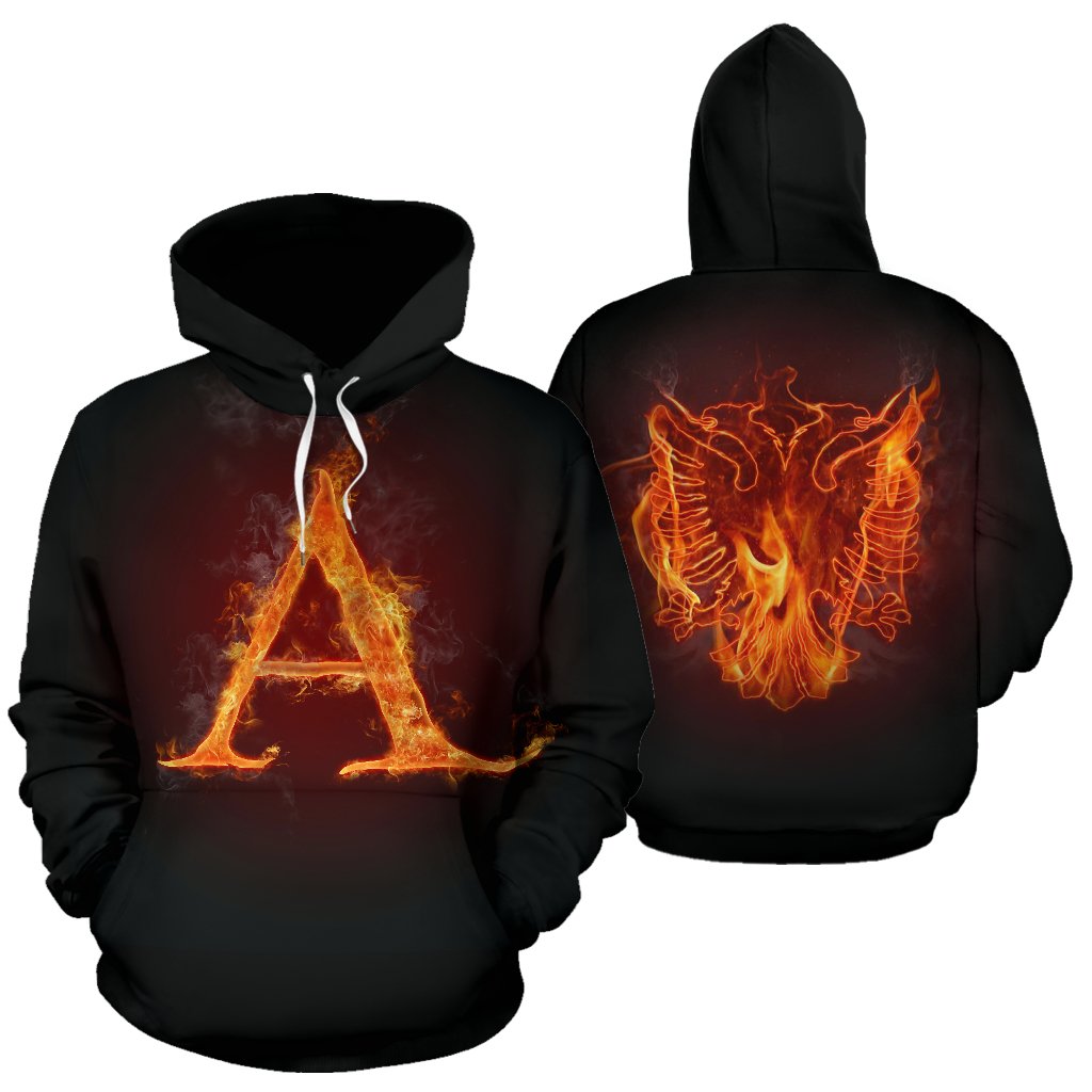 Albania All Over Hoodie Fire Style - Wonder Print Shop