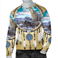 Wolves dreamcatcher 3D sweatshirt, multicolor wolves scene across crewneck