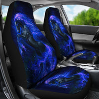 LT10 driver seat cover: blue cosmic horse graphic on headrest and cushion