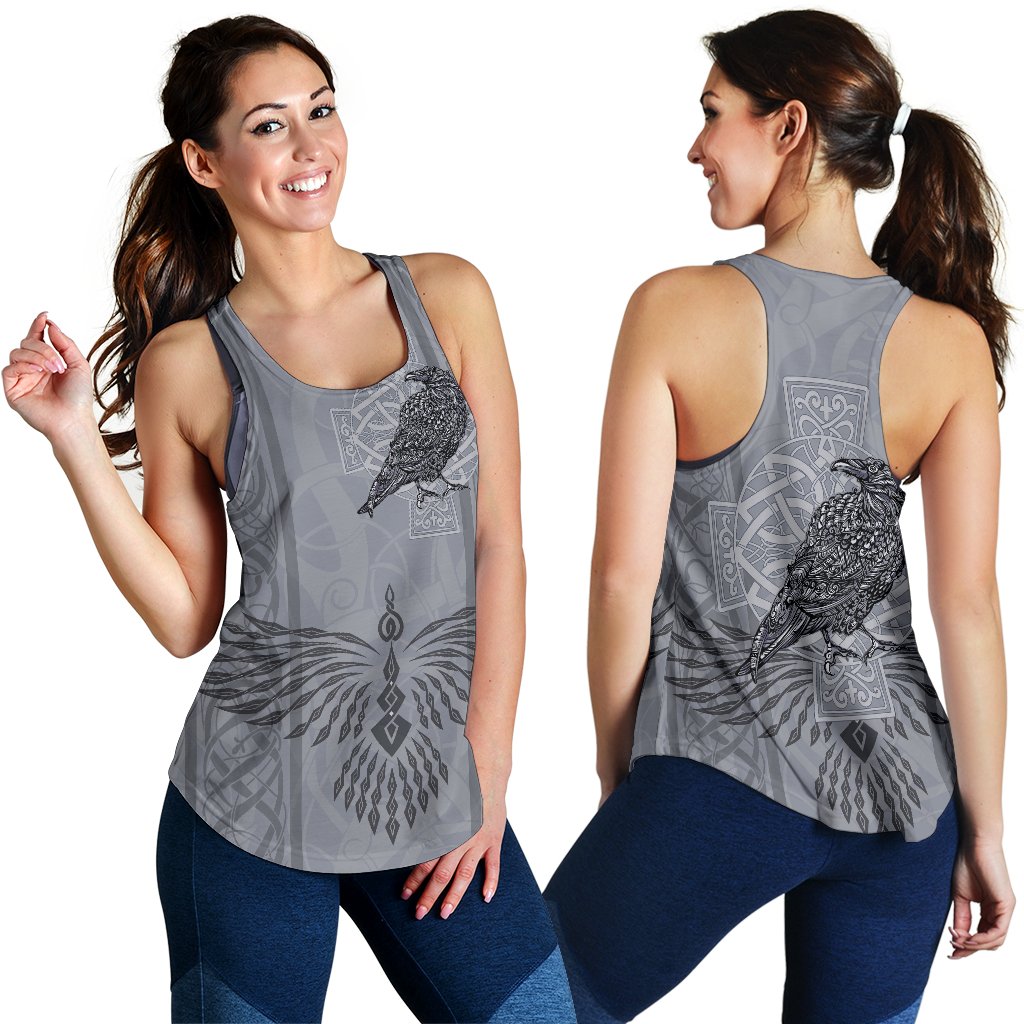 Viking Women's Racerback Tank - Odin's Celtic Raven - Scandinavian Tattoo RLT12 - Wonder Print Shop