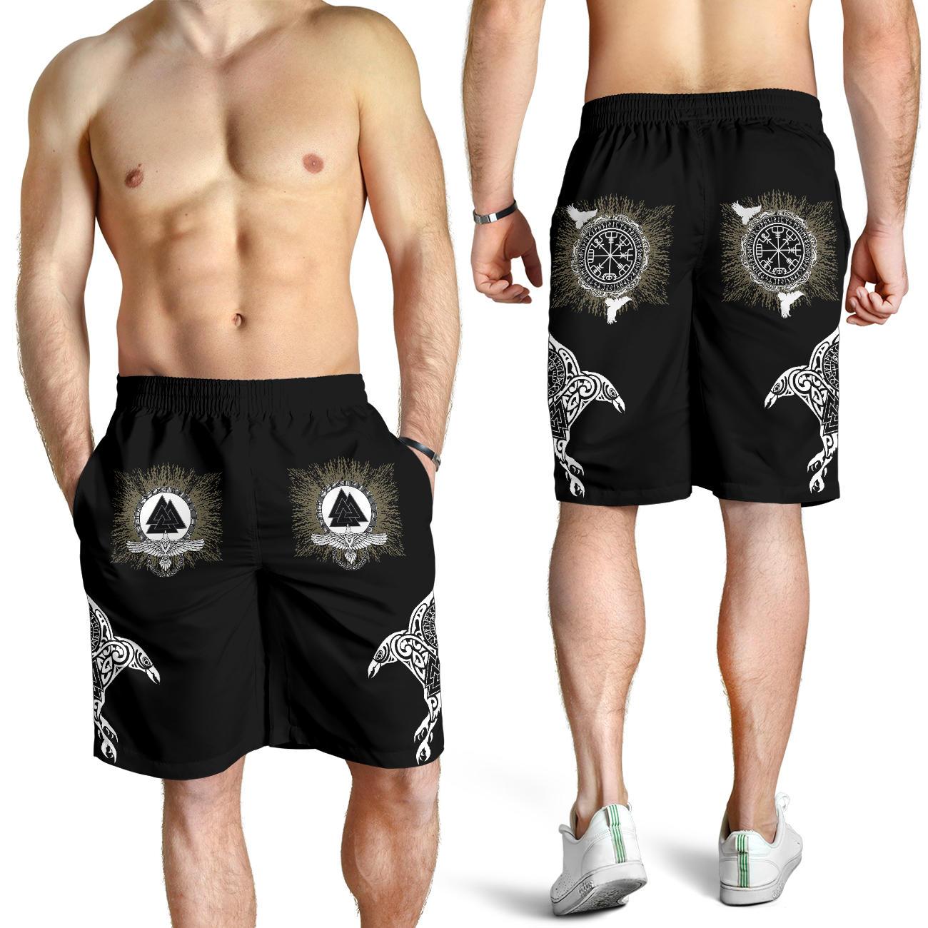 viking-all-over-print-mens-shorts-raven-valknut-and-vegvisir