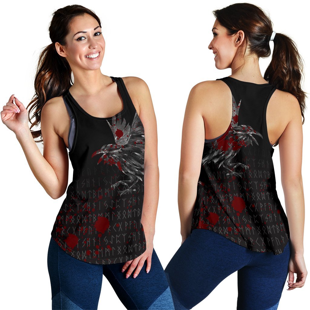 Viking Women's Racerback Tank - The Raven Of Odin Rune Blood RLT12 - Wonder Print Shop