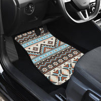 Geometric tribal striped car floor mat, multicolor zigzag bands with rounded edges