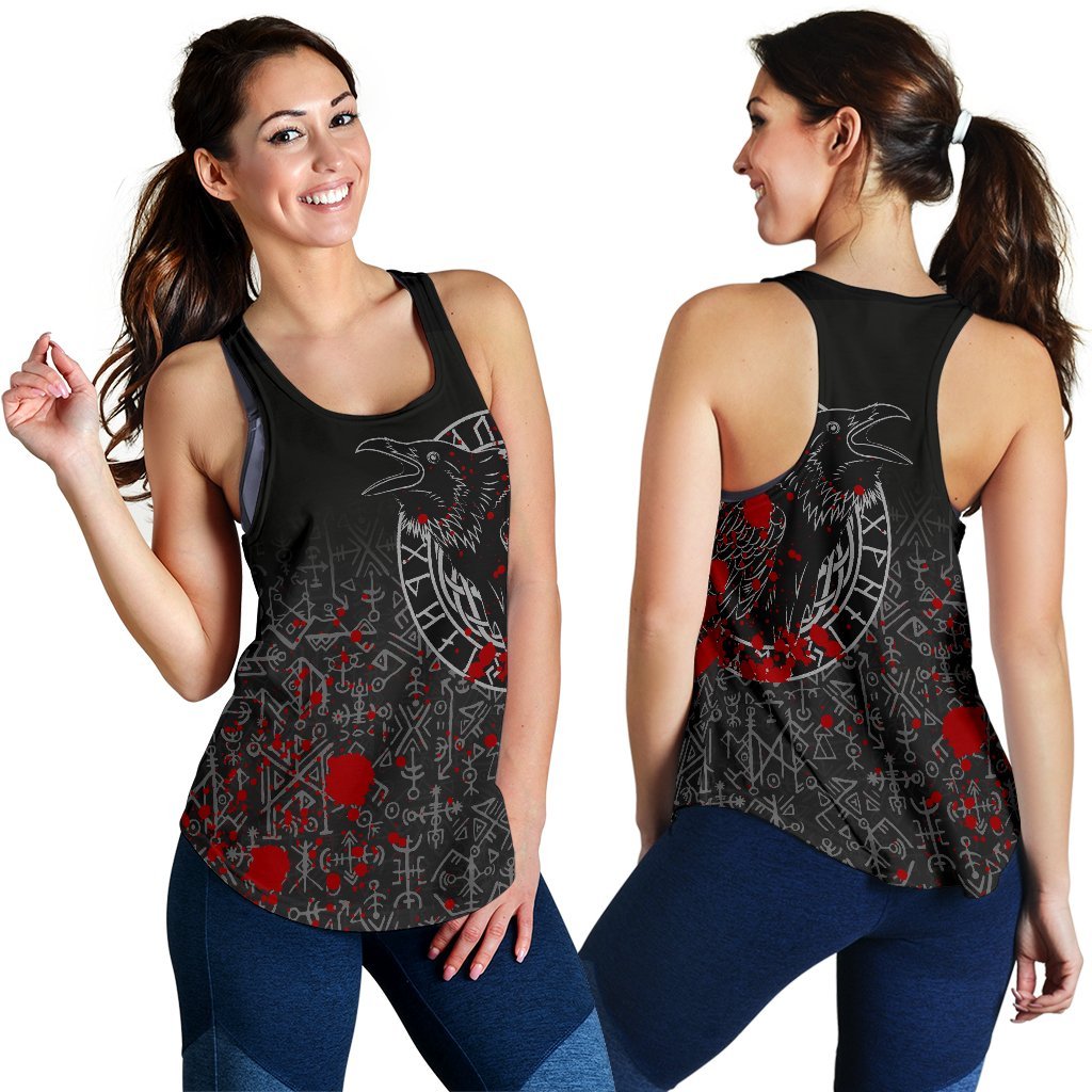 Viking Women's Racerback Tank - Odin Raven Rune Futhark Blood RLT12 - Wonder Print Shop