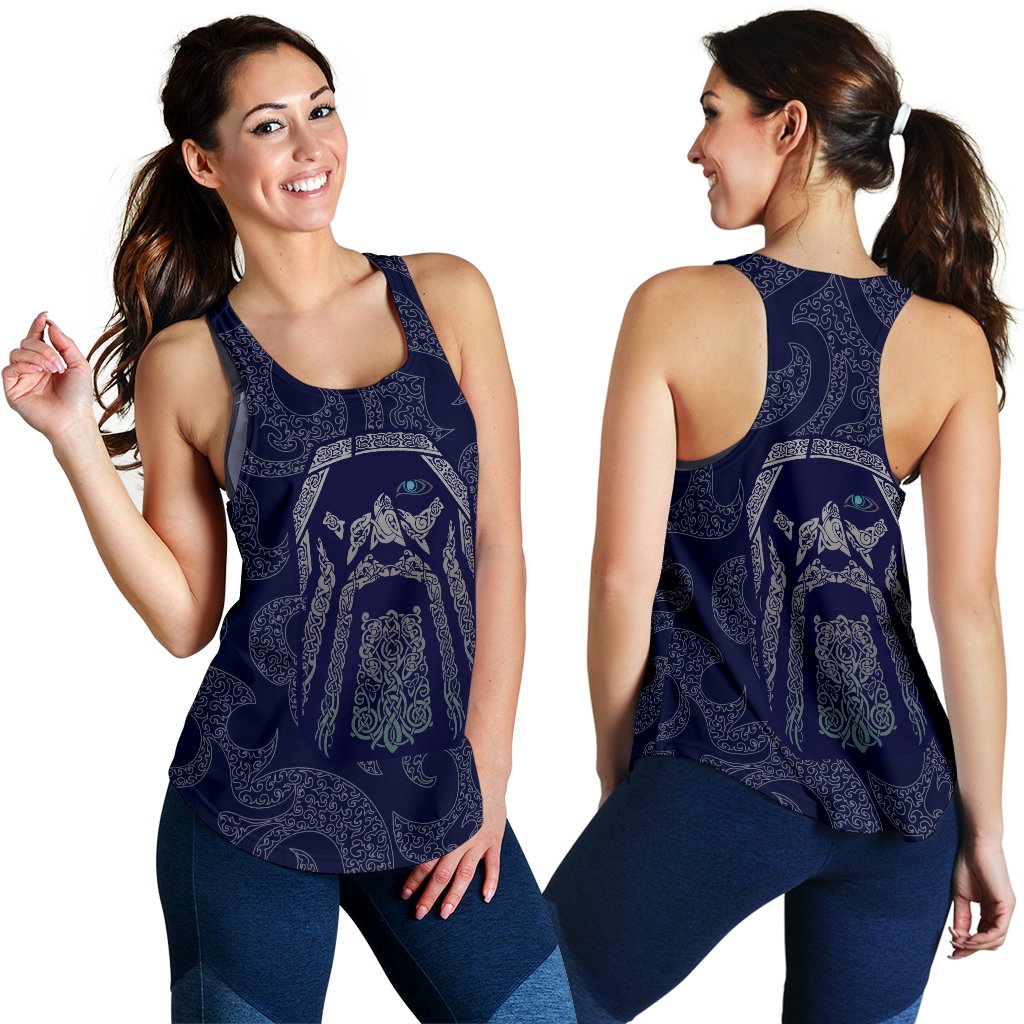 Viking Women's Racerback Tank Odin God Tattoo RLT12 - Wonder Print Shop