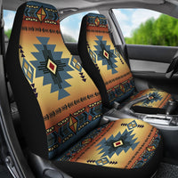 LT10 car seat covers: multicolor blue Native triangle-diamond print on front seats