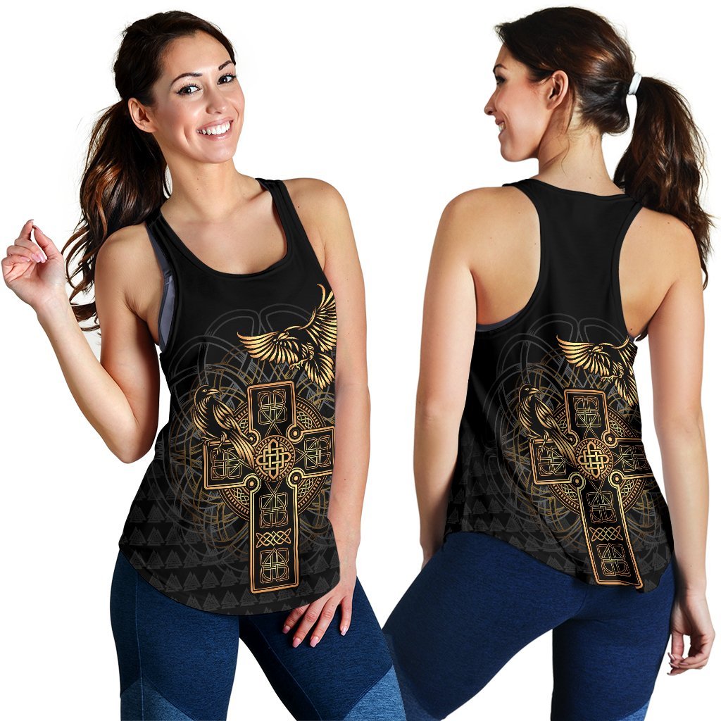 Viking Women's Racerback Tank - Odin's Celtic Raven Tattoo RLT12 - Wonder Print Shop