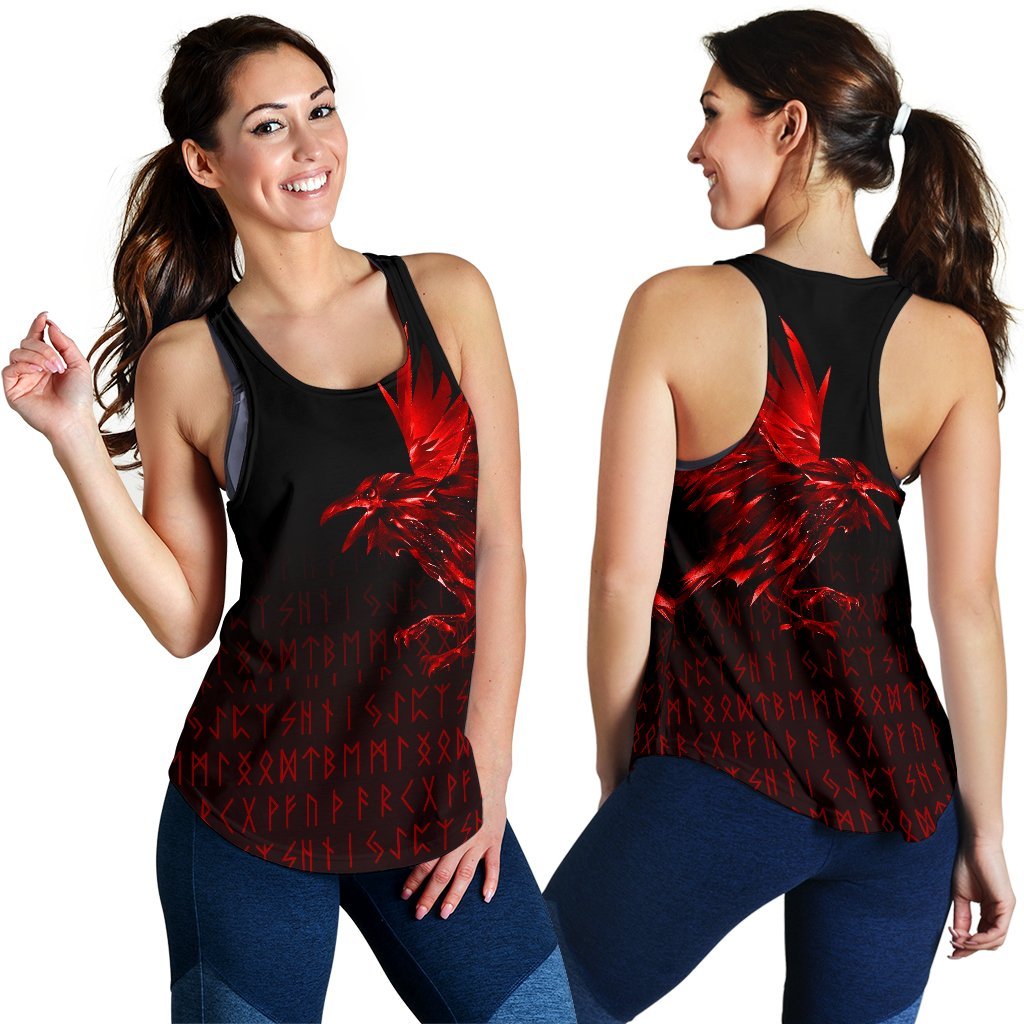 Viking Women's Racerback Tank - The Raven Of Odin Rune, Red RLT12 - Wonder Print Shop