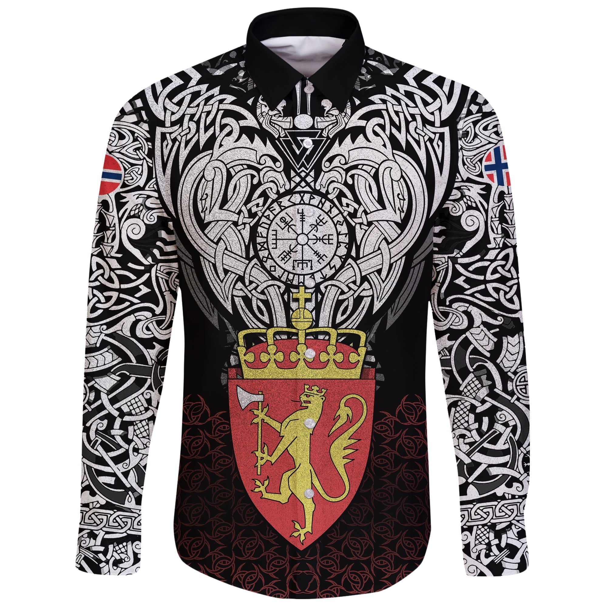 Viking Long Sleeve Button Shirt Norway Viking Symbol RLT12 - Wonder Print Shop