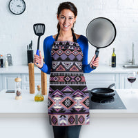 Multicolor geometric print apron with black neck and waist ties