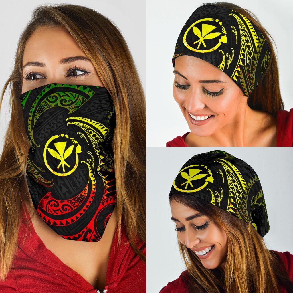 Black bandana with yellow floral tribal wave design