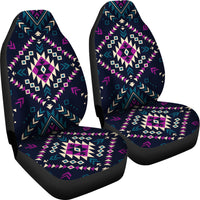 LT10 seat covers: multicolor diamond and arrow geometric pattern on front seats